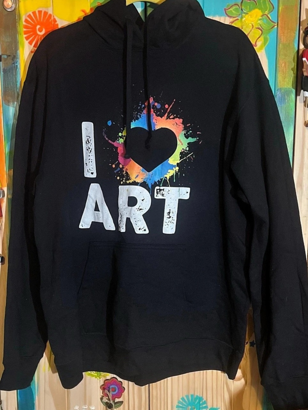 🎨🖤 I ❤️ ART Graphic Hoodie | Black Pullover Sweatshirt